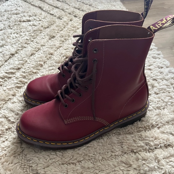 Mens Red Hand Crafted Doc Martens - Picture 2 of 7